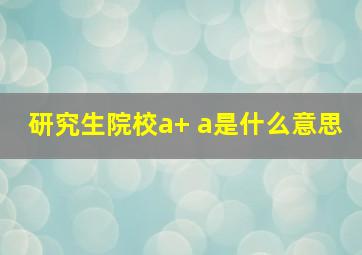 研究生院校a+ a是什么意思